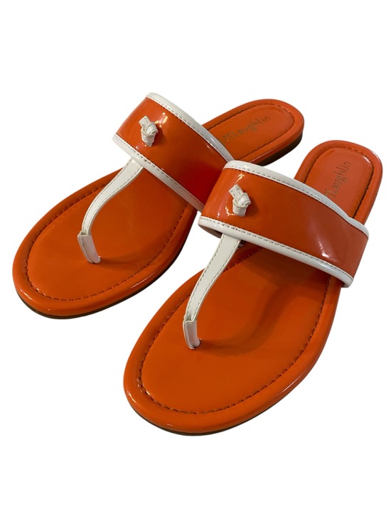J. McLaughlin Shoes - J. McLaughlin Leslie Thong Sandal Orange and White Patent 8